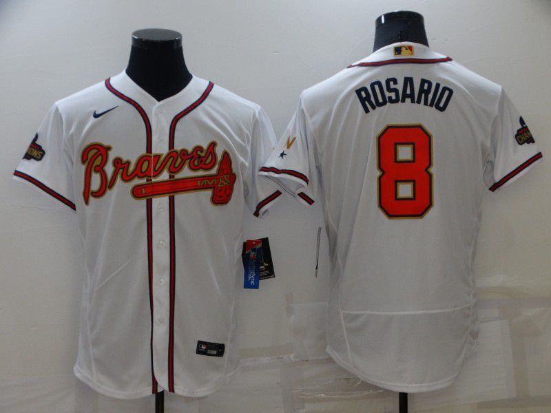 Men Atlanta Braves #8 Rosario White Gold Elite Nike 2022 MLB Jersey->atlanta braves->MLB Jersey